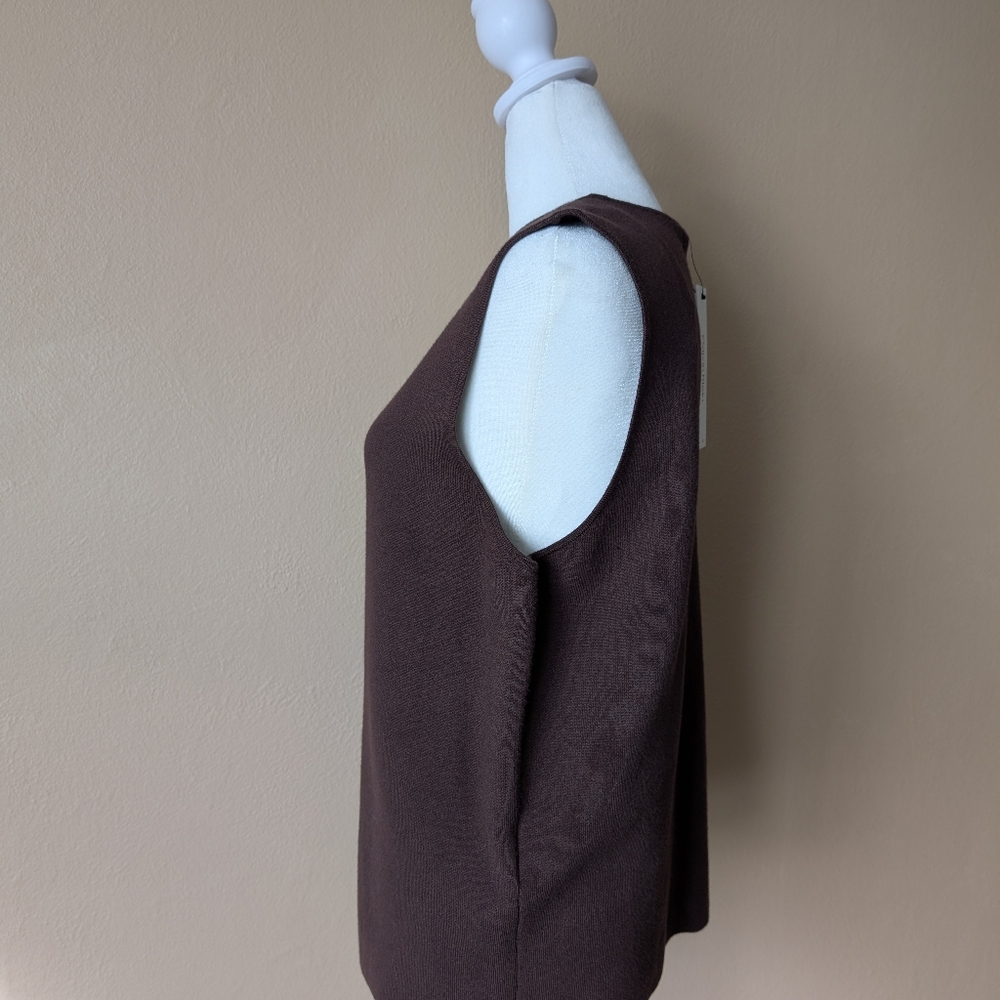 Calvin Klein Brown Knit Sweater Vest Button Front Sleeveless Size L - Picture 3 of 14